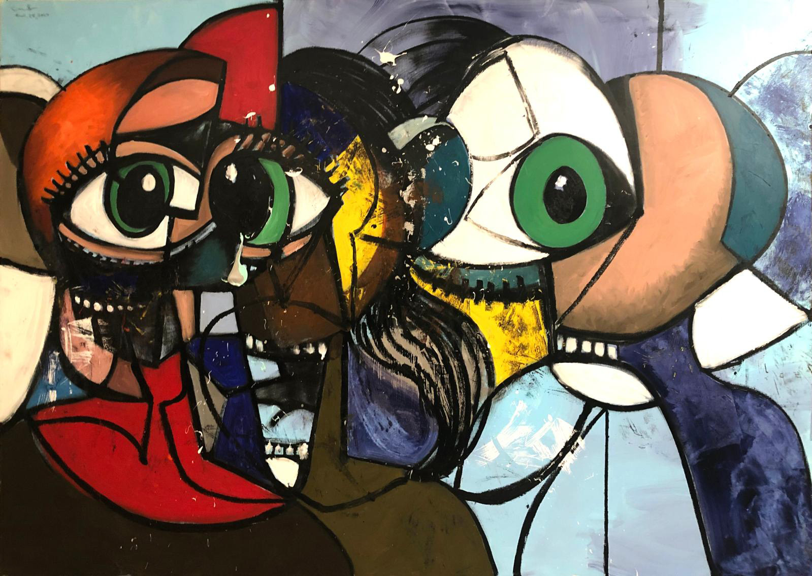 George Condo, Distanced Figures Painting, 2020, oil on canvas. © George Condo, courtesy the artist and Hauser & Wirth