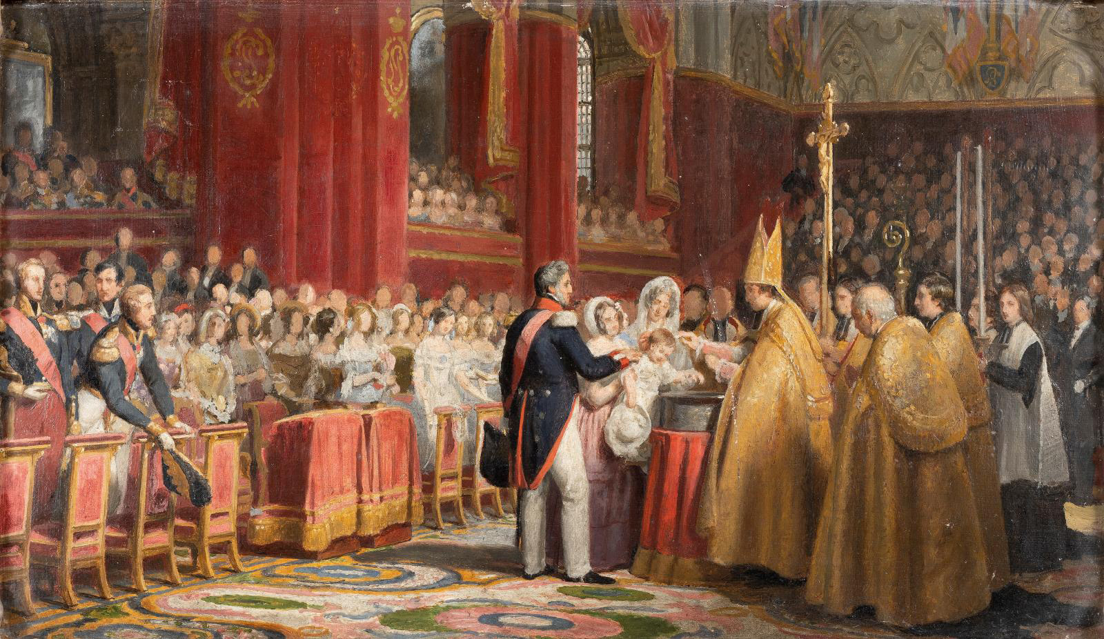 Attributed to Jean-Baptiste Vinchon (1789-1855), The Baptism of His Royal Highness the Comte de Paris at Notre-Dame on May 2, 1841, oil on canvas, 28 x 45 cm (11 x 17.7 in). Paris, Drouot, October 9, 2020. Binoche & Giquello auction house. Mr. Millet. Result: €14,168 Attributed to Jean-Baptiste Vinchon (1789-1855), The Baptism of His Royal Highness the Comte de Paris at Notre-Dame on May 2, 1841, oil on canvas, 28 x 45 cm (11 x 17.7 in). Paris, Drouot, October 9, 2020. Binoche & Giquello auction house. Mr. Millet. Result: €14,168