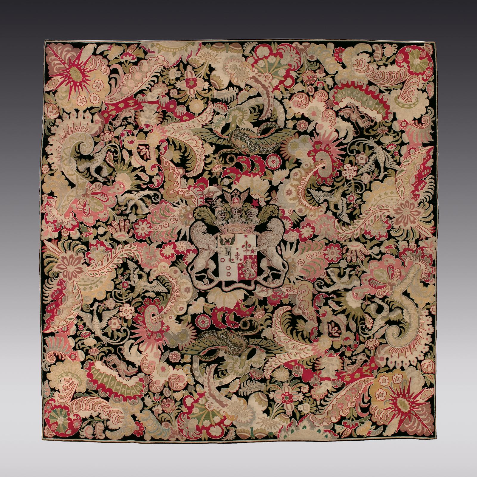 €75,000 Tapestry from a Russian Imperial workshop featuring the arms of General Pyotr Van Suchtelen (Count Jan Pieter Van Suchtelen, 1751-1836), probably for the Mihailovsky Palace, c. 1825, 314 x 310 cm (123.63 x 122.05 in). Paris, Drouot, April 5, 2011. Gros & Delettrez auction house. €75,000 Tapestry from a Russian Imperial workshop featuring the arms of General Pyotr Van Suchtelen (Count Jan Pieter Van Suchtelen, 1751-1836), probably for the Mihailovsky Palace, c. 1825, 314 x 310 cm (123.63 x 122.05 in). Paris, Drouot, April 5, 2011. Gros & Delettrez auction house.