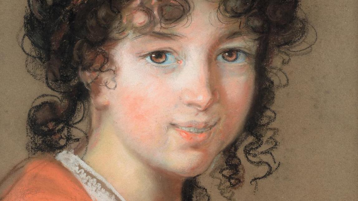 Élisabeth Vigée-Lebrun (1755-1842), Portrait of a Young Woman in a Red Dress, Presumed to be Caroline de Rivière, pastel, 43.5 x 32 cm (17.1 x 12.6 in). Paris, Drouot, March 23, 2018. Maigret (Thierry de) auction house. Mr Millet. Result: €264,440