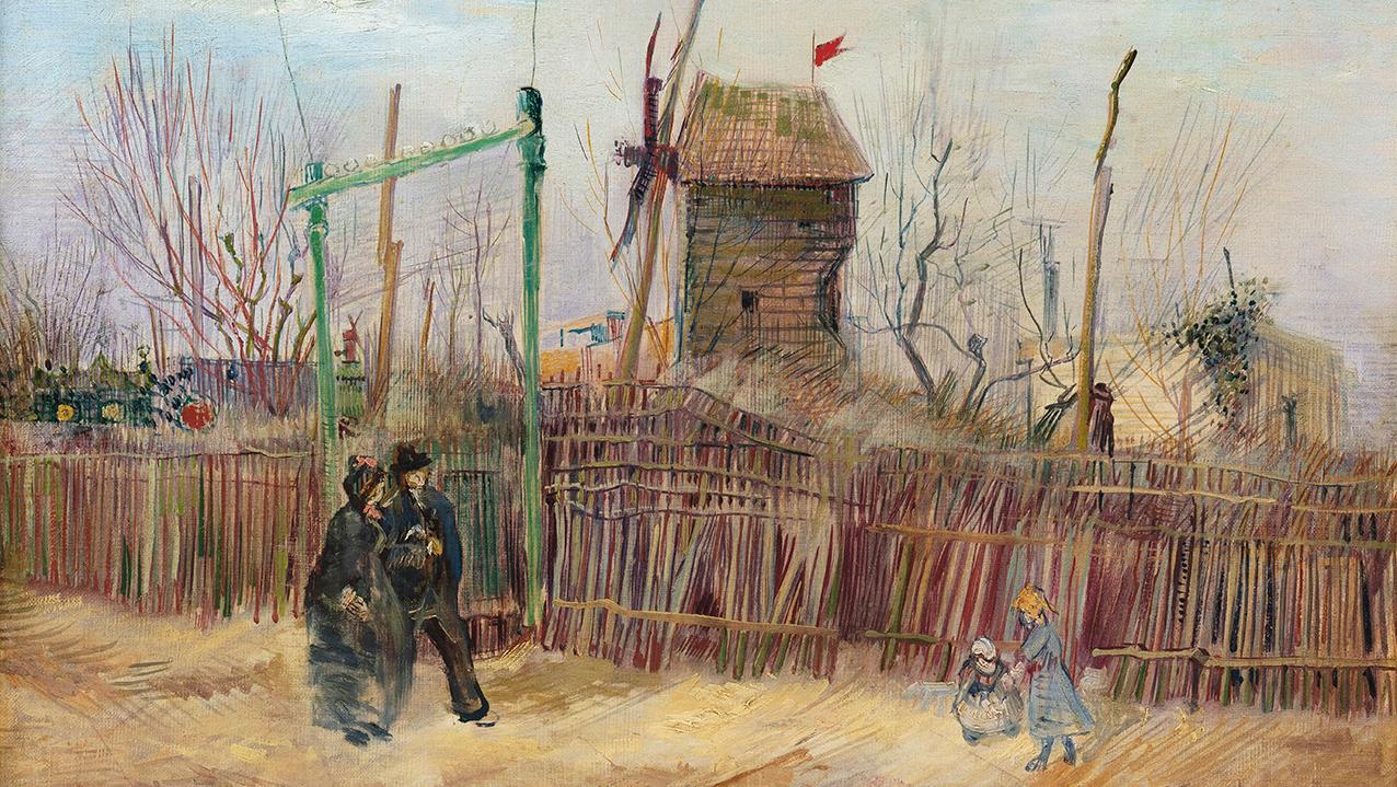 Vincent Van Gogh (1853-1890), Scène de rue à Montmartre (Impasse des Deux Frères et le moulin à Poivre) Street scene in Montmartre (Impasse des Deux Frères and the Pepper-grinding Mill), 1887, oil on canvas, 46.1 x 61.3 cm/18.1 x 24.1 in. Thursday, March 25, Galerie Charpentier. Mirabaud-Mercier auction house, Sotheby's France auction house Result: €13,091,250