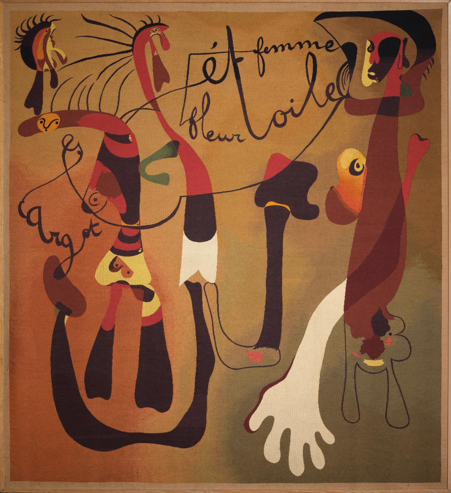 Joan Miró (1893-1983), Escargot, femme, fleur et étoile (Snail, Woman, Flower and Star), 1934-1936, tapestry woven by hand under the direction of Marie Cuttoli. Atelier Delarbre, 200 x 172 cm/78.74 x 67.71 in. © Successió Miró/Adagp, Paris, 2021 Estimate: €100,000/150,000