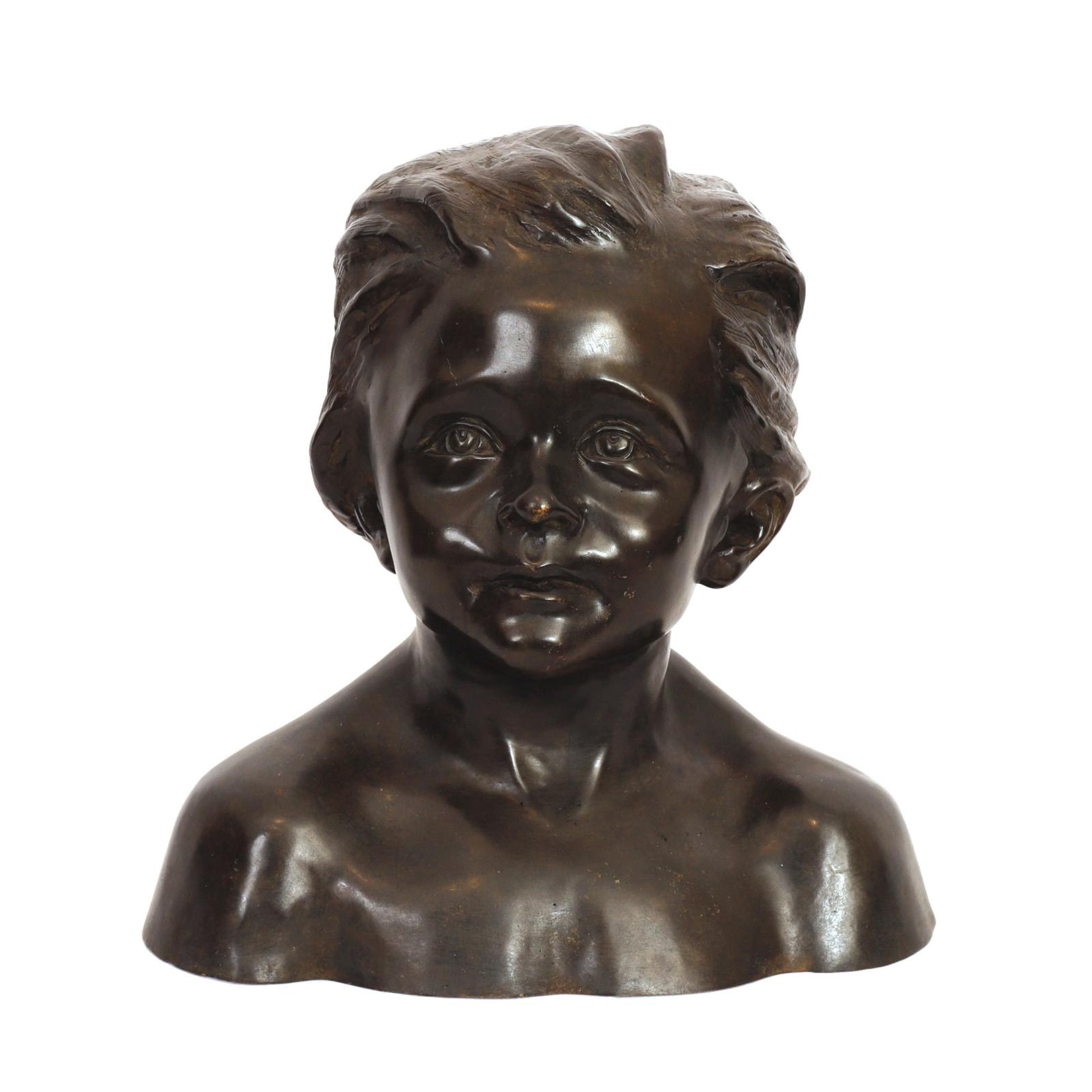 Camille Claudel (1864–1943) La Petite Châtelaine (The Little Chatelaine), posthumous bronze cast, curved braid version, nuanced brown patina, signed "C. Claudel" on the back, numbered "HC 2/4" and bearing the octagonal stamp of the founder Delval, 30.5 x 30.5 x 20.5 cm/12.00 x 12.00 x 8.07 in. Estimate: €35,000/40,000