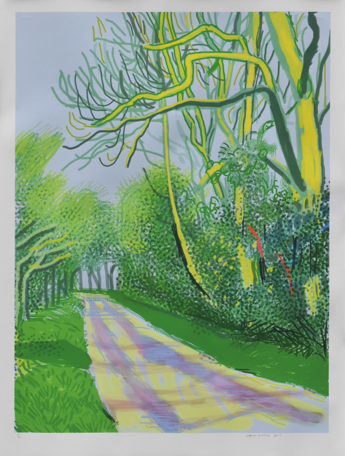 David Hockney (b. 1937), The Arrival of Spring in Woldgate, East Yorkshire in 2011 (twenty eleven) – 12 April, no. 2, 2011, drawing on iPad, digital print on paper, signed and dated, justified 13/25, 140 x 105 cm/55.12 x 41.34 in. Result: €125,708