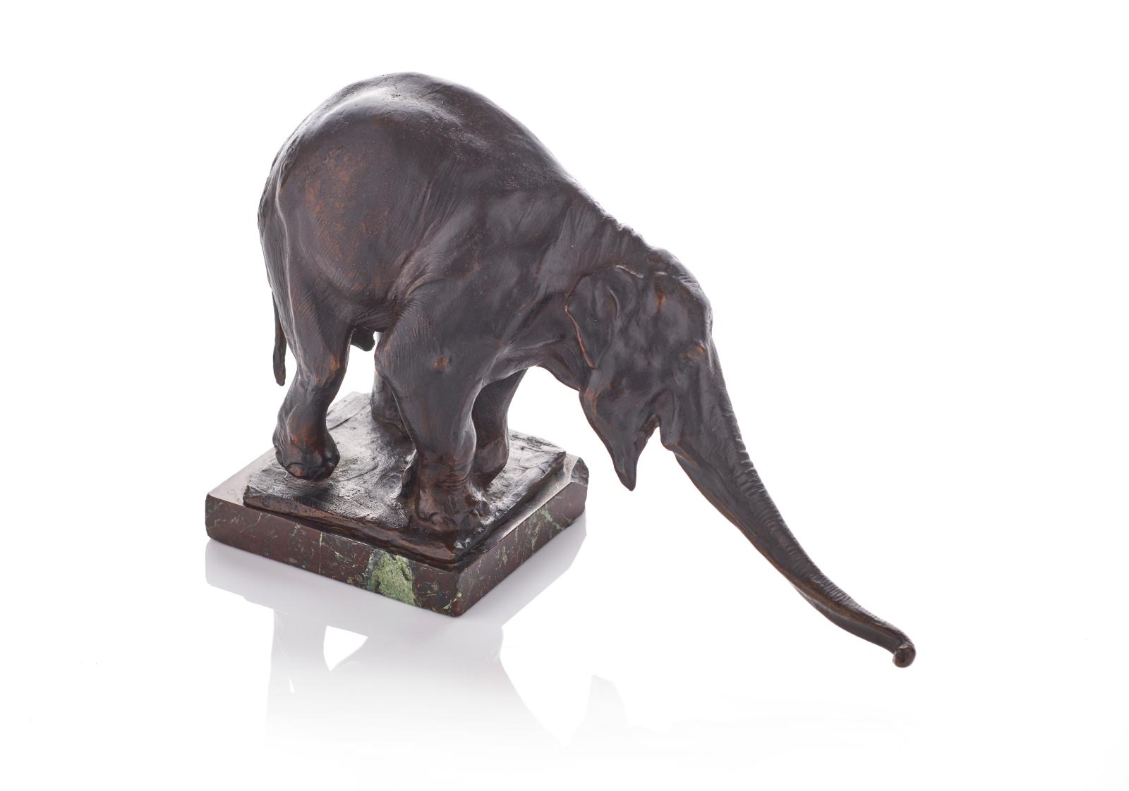 Rembrandt Bugatti (1884-1916) Éléphant d’Asie “il y arrivera" (Asian Elephant: “It’ll Get There”, c. 1907, bronze with a shaded brown patina, signed, founder's stamp " cire perdue A.A. Hebrard" on the terrace, h. 16 cm/6.3 in. with base. Estimate:€80,000/120,000 Rembrandt Bugatti (1884-1916) Éléphant d’Asie “il y arrivera" (Asian Elephant: “It’ll Get There”, c. 1907, bronze with a shaded brown patina, signed, founder's stamp " cire perdue A.A. Hebrard" on the terrace, h. 16 cm/6.3 in. with base. Estimate:€80,000/120,000